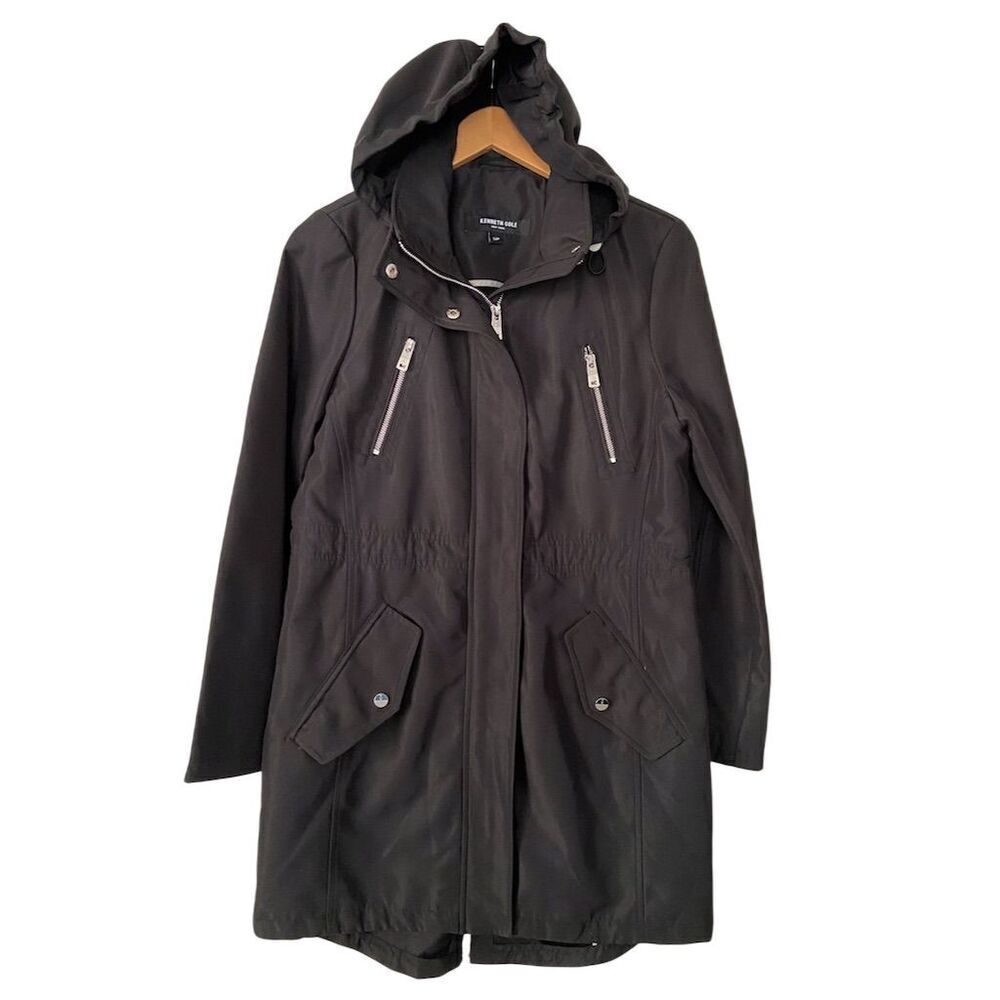 Kenneth Cole Hooded Anorak Jacket Black Size S Casual Mid-Length - Picture 2 of 16